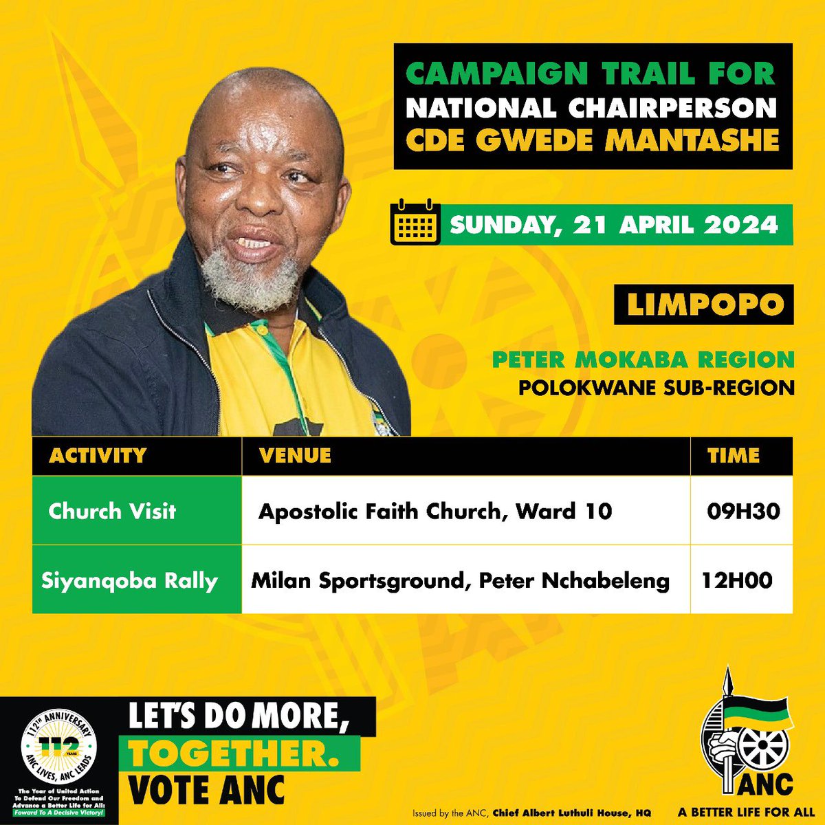 ANC NC CDE GWEDE MANTASHE EMBARKS ON AN ELECTION CAMPAIGN TRAIL IN LIMPOPO PROVINCE. #VoteANC #VoteANC2024 #LetsDoMoreTogether