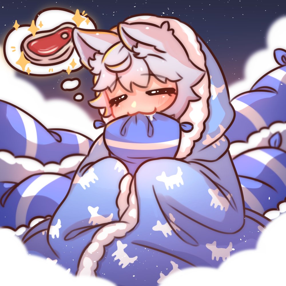 「I am slep. Nightious! Art by  」|Lumi 💙 Vtuberのイラスト