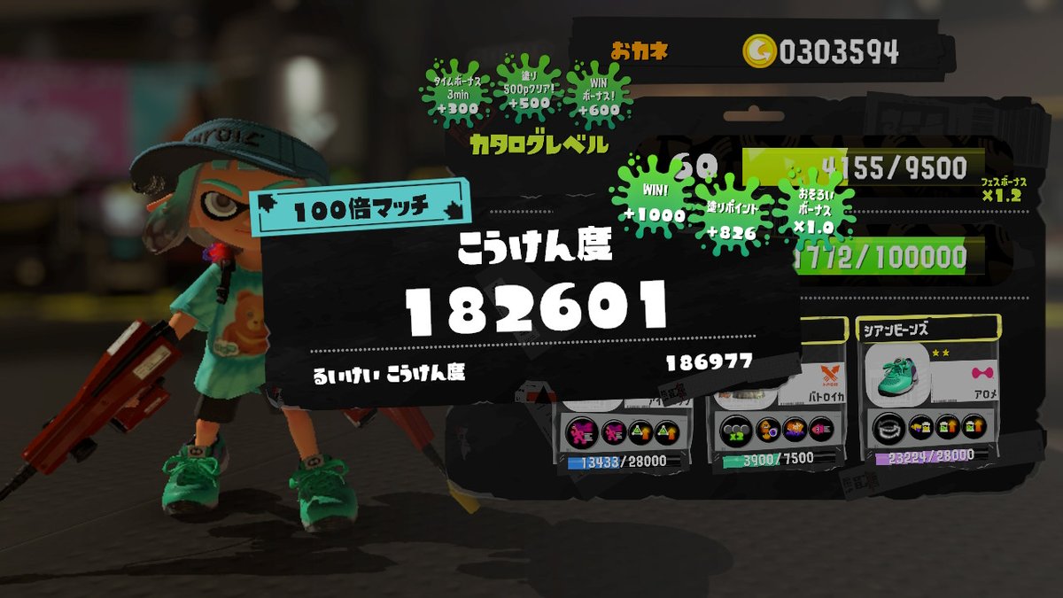 ch0_mM4's tweet photo. 100倍勝ったー！！
 #スプラトゥーン3 #Splatoon3 #NintendoSwitch https://t.co/M6JEq6wwaI