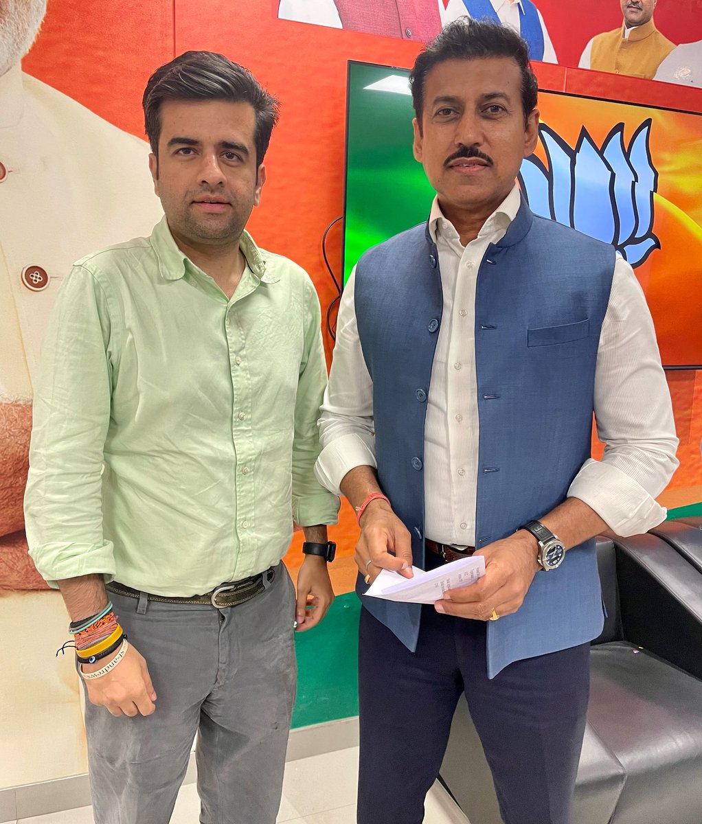 Voting Day Special interview with #Rajasthan Minister #RajyavardhanSinghRathore for #NewsX & #IndiaNews @Ra_THORe @NewsX @IndiaNews_itv #LokSabhaElections2024 #LokSabha #Vote #Voting #BJP #RajyavardhanRathore #Jaipur