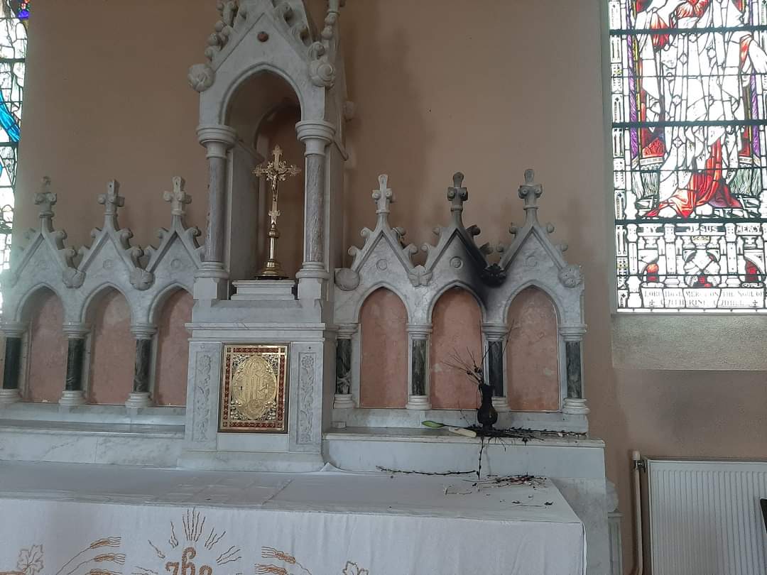 IRELAND Two nearby Catholic churches in County Meath were the scene of an apparent attempted arson attack last night, with an individual lighting fire to altars Hate speech by politicians against Catholics has been a major factor in the recent rise in crime against Catholics