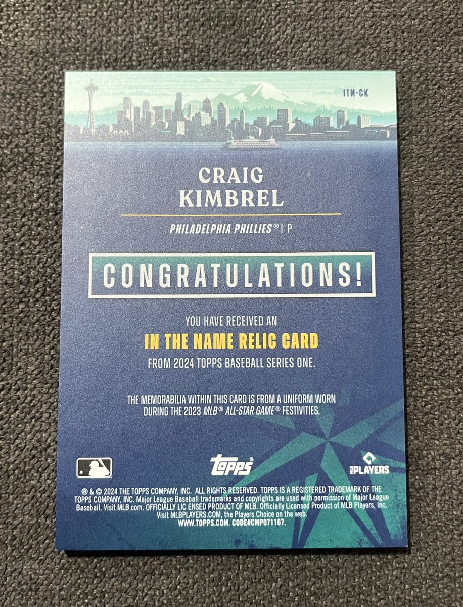 mikefarrell37's tweet photo. @LAcarddude Craig Kimbrel “In The Name” game used All-Star jersey letter from 2024 Game. 

1 of 1

$900 obo https://t.co/xYWTrDGVWT
