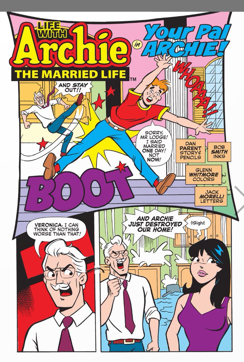 parentdaniel's tweet photo. Drawing Archie getting booted out by Mr.Lodge never gets old ! Story and art by me , with inks by Bob Smith and colors by Glenn Whitmore! Out now! @ArchieComics https://t.co/eGgRXRxW8p
