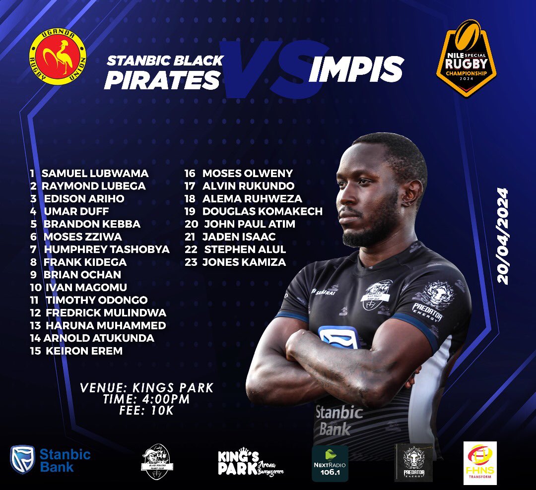 How the crews sail today !

▪️ Pirates II at KPA - 2PM
▪️ Pearls in Mbale -  3PM
▪️ Pirates I at KPA -  4PM

#NileSpecialRugby 
#StanbicPirates 
#PiratesStrong 
#VisitKPA