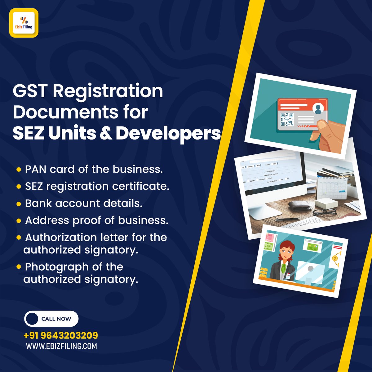 🔓 Unlock the documents of GST registration for SEZ units and developers🔍

Connect with us! 📧 info@ebizfiling.com | 📞 +91 9643203209 | 💻 ebizfiling.com

#gstregistration #SEZunit #documents #developers #pan #bank #tax #companyregistration #ebizfiling