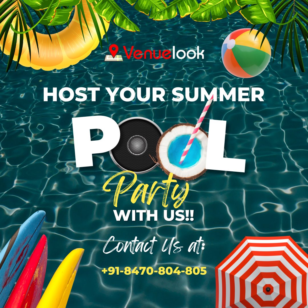 Get ready to soak up the sun, groove to the beats, and create unforgettable memories. 🌞🎶 Let @venuelook handle the rest! To plan your own unforgettable events, connect with VenueLook.com or dial 📞 +91-8470-804-805 . . . . #PoolPartyGoals #SummerFun #VenueLook