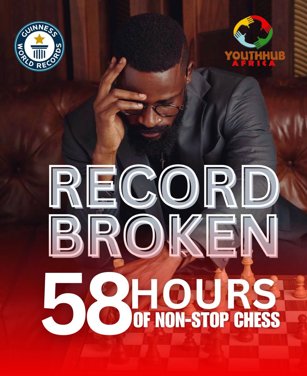 Congratulations on your remarkable triumph in the 58-hour chess marathon! Your unwavering courage, determination, and strategic brilliance have truly set you apart May your victory inspire others to pursue their passions with the same level of dedication #GuinnessWorldRecord