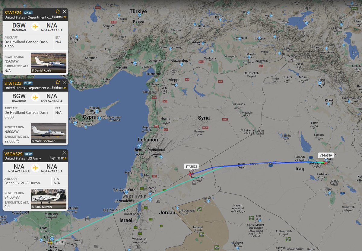TheFreedomSheep's tweet photo. #STATE23 , #STATE24 and #VEGAS29 headed out of Baghdad. Does anyone know what is going on ? Almost looks like America is evacuating personal from Baghdad? https://t.co/lgjByXrSHY