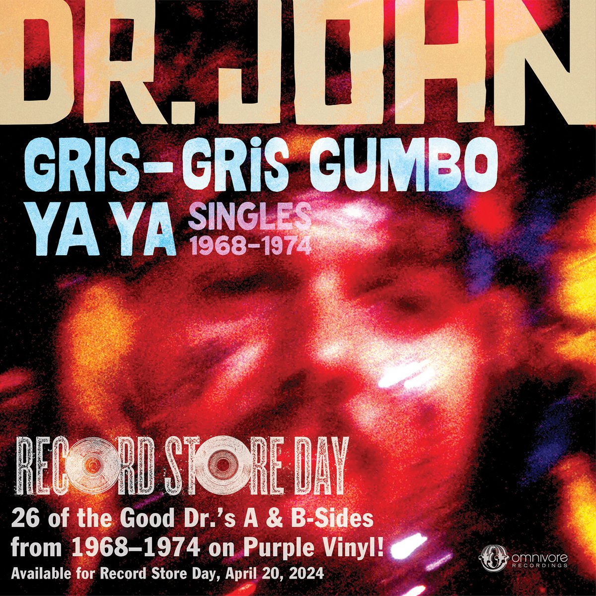 It's #RecordStoreDay today, 4/20 - find your participating indie record store at recordstoreday.com & celebrate with the purple double vinyl release of 'Dr. John - Gris-Gris Gumbo Ya Ya: Singles 1968-1974' on @omnivorerecords 🎩 @recordstoreday #rsd2024