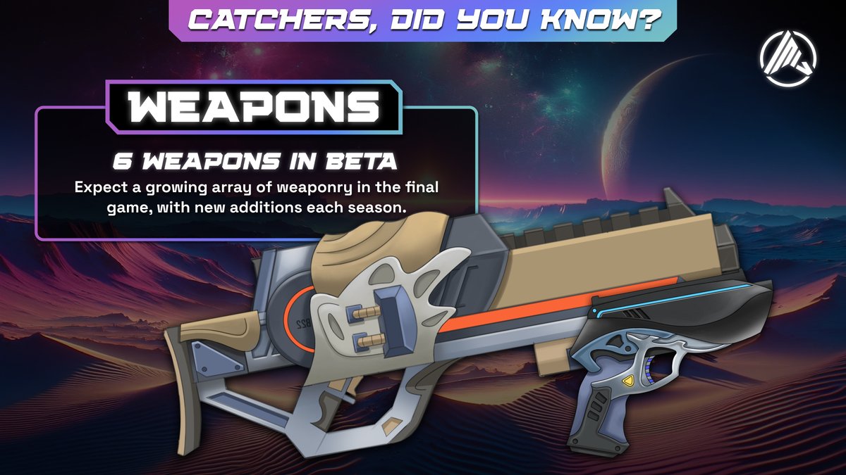 ⚡️ #Catchers, 𝗱𝗶𝗱 𝘆𝗼𝘂 𝗸𝗻𝗼𝘄 🎮? The #SpaceCatch Beta features 6 unique weapons, but this is just the beginning! Our final release will continuously expand with a multitude of new weapons each season, enhancing your battle strategies and gameplay 💥🕹! #Gaming #Beta
