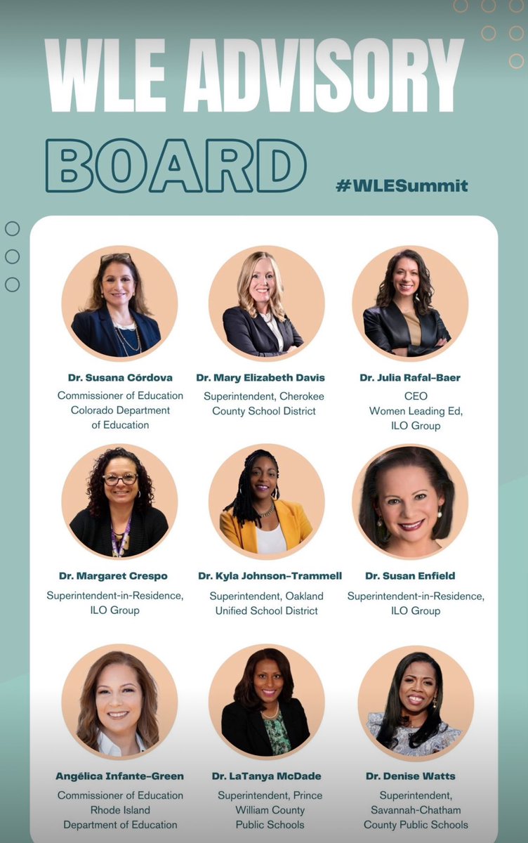 Less than one week away and I could not be more excited. I will be joining fellow, Women Leading Ed Advisory Board members as we kick off an amazing #WLESummit. This world class team has an unwavering commitment to support the advancement of women in education leadership!