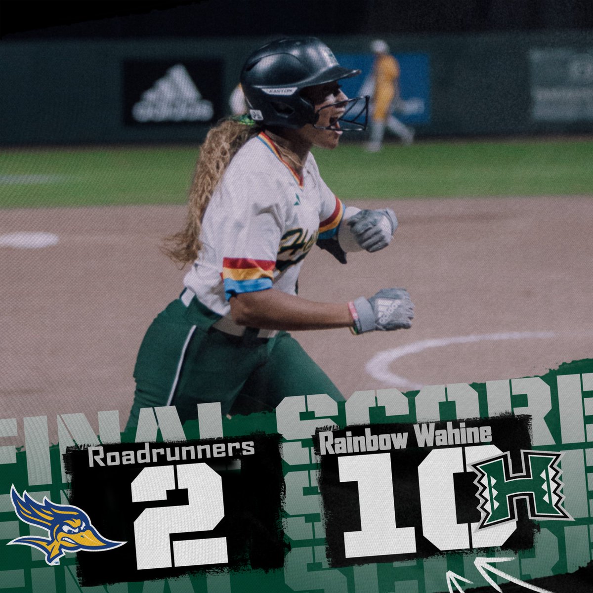 #HawaiiSB WINS! UH downs Cal State Bakersfield, 10-2 in five! The 'Bows offensive attack was highlighted by a grand slam by Bethea in B4th! #GoBows