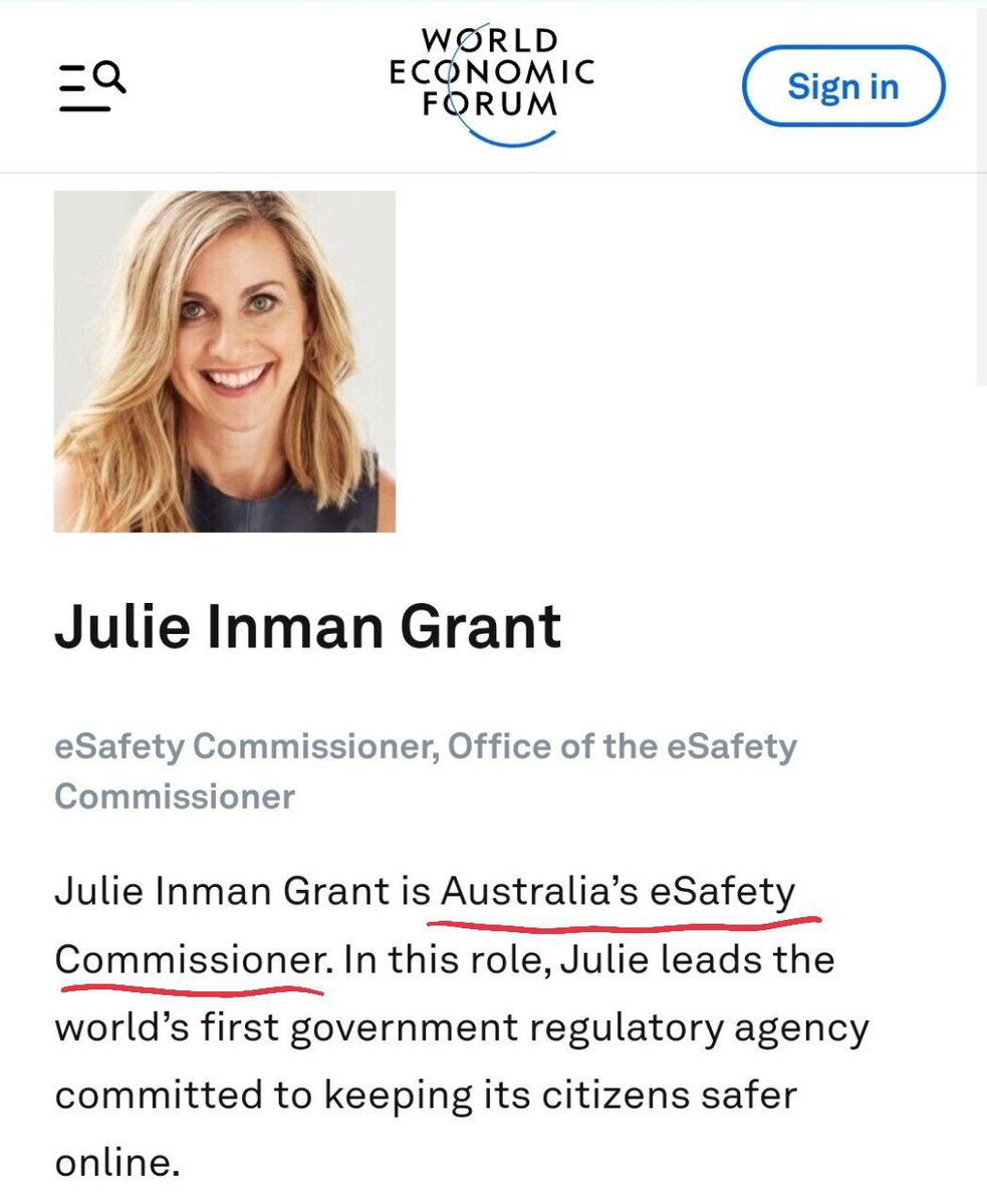 ⚡️EXPOSED: The Australian head of the world's first government regulatory censorship agency Julie Inman Grant is also a WEF stooge. 🤬Why is this not surprising? 🎙Subscribe @AussieCossack What do you think of WEF Puppets that are traitors to Australia ?