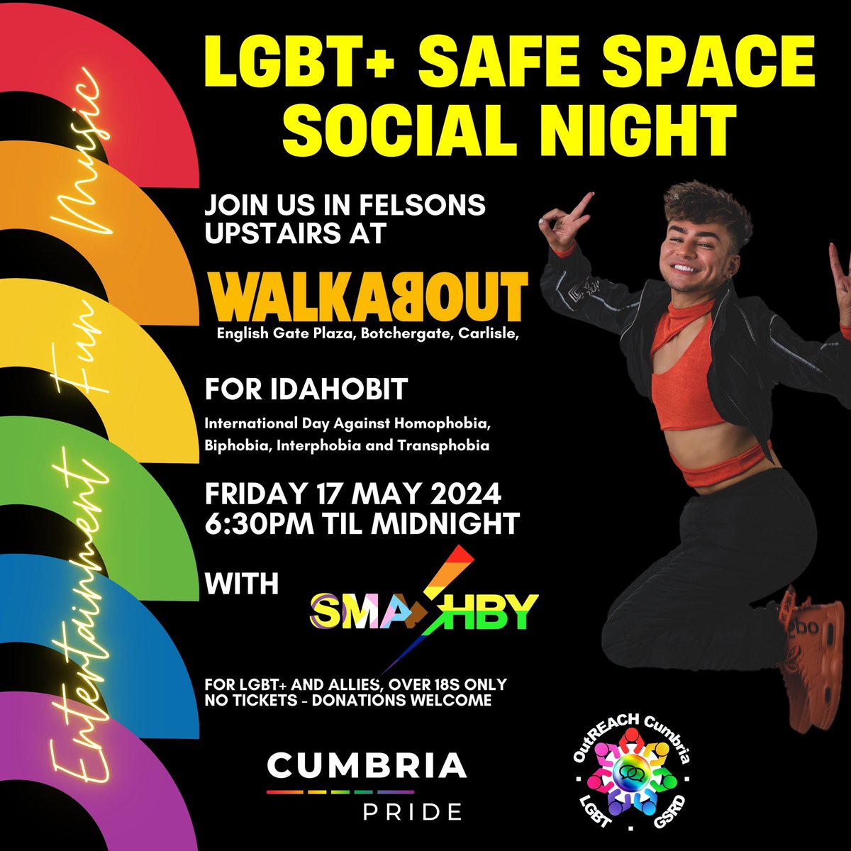 Next month we’ll be there for IDAHOBIT (International Day Against Homophobia, Biphobia, Interphobia and Transphobia) on Friday 17 May, when we’ll be joined by the fabulous Smashby 🏳️‍🌈🏳️‍⚧️