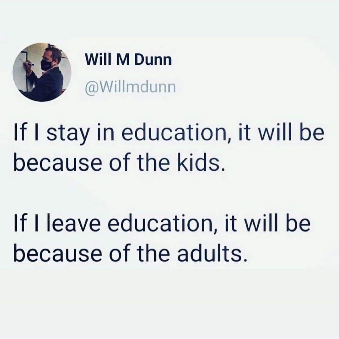 Bore da. I have just been mulling this over. It's not that straightforward, for me it would be some adults and the totally inadequate funding of schools during such a challenging time of reform. Teachers  need to be supported to teach, learners supported to learn and achieve.