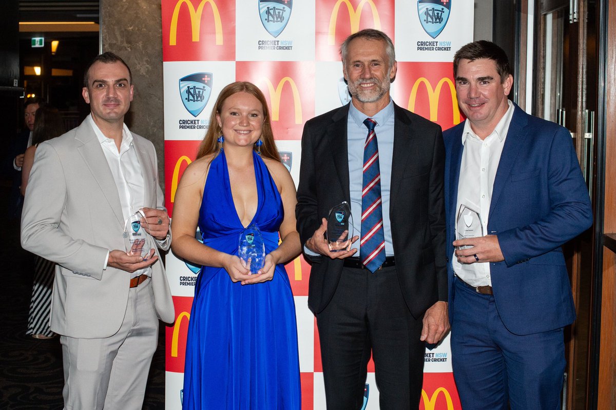 Well done to Sakia Horley (W1s - represented by Dom Wheeler), Sallie Molyneux (W3s), Simon Waddington (M5s) and Andrew Jamieson (M2s) who took home Captain of the Year in their respective grades at last nights NSW Premier Cricket awards. Photo from Ian Bird Photography #bleedblue