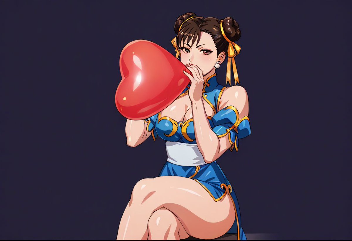 Chun Li blows a heart balloon
#aiart
#commsopen
#balloonfetish #looner