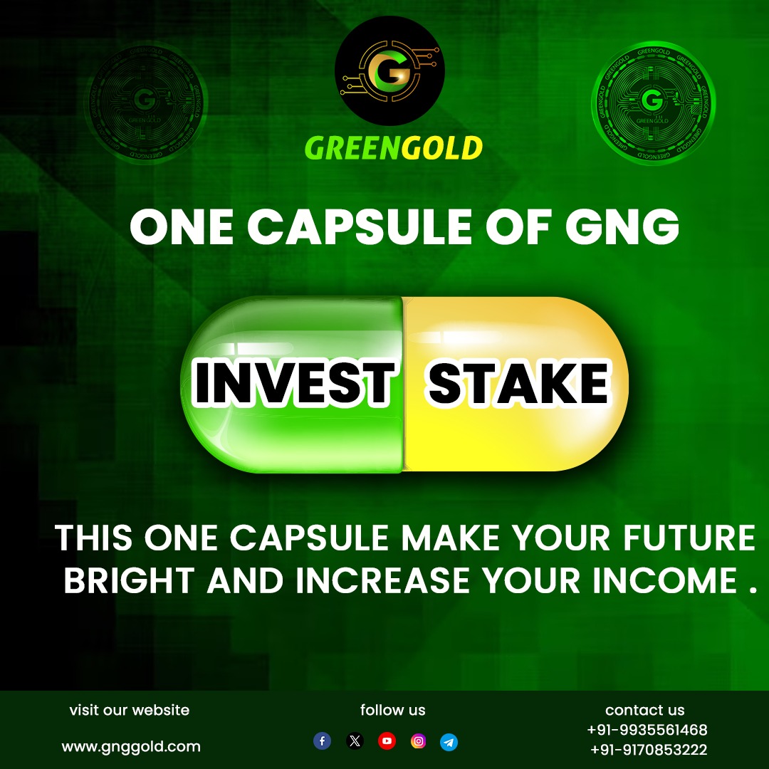 This one Capsule Make your Future Bright and Increase your Income.💊✅💸📈
.
#gnggoldstaking #gnggoldinvestment #gnggold #greengoldinvesting #bestcryptocoin #investincrypto #futureinvestment 
.
.
Disclaimer: Nothing on this page is financial advice, please do your own research!