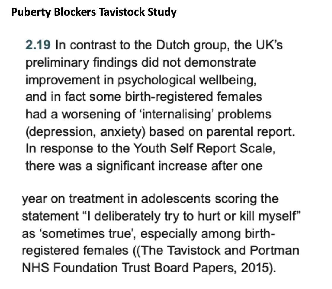 @pataz1 A systematic review considers all the evidence, not just a single study. Cass’ findings overall point to a lack of evidence of benefit and she also refers to the placebo effect due to lack of control arm in studies. Read her report. E.g., Tavistock study
