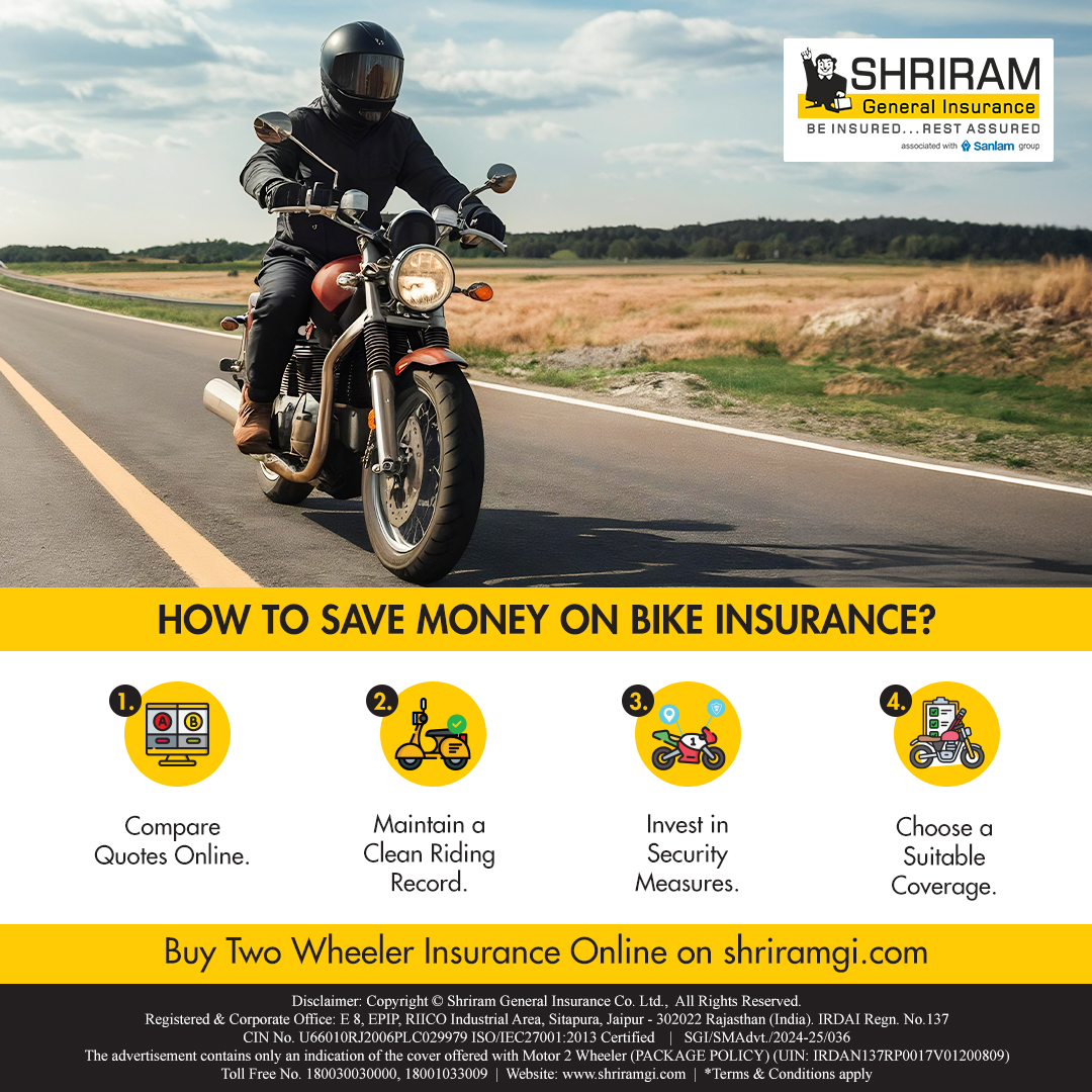 Rev up your savings with these savvy tips for cutting down bike insurance costs! 💰 From comparing quotes online to investing in security measures, there's a road to cheaper premiums. 🏍️
Get insured at shriramgi.com/two-wheeler-in…
#SaveMoney #BikeInsurance #SmartSavings #ShriramGI