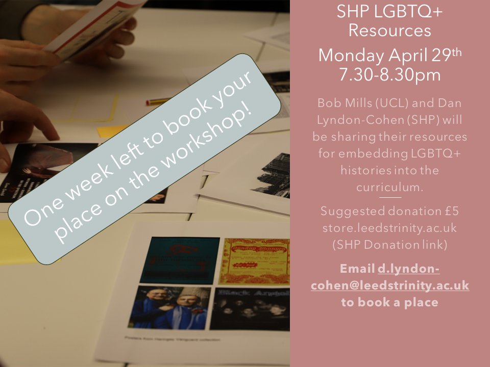 As well as our fantastic summer conference, SHP is also hosting another event about LGBTQ+ histories on Monday April 29th at 7.30pm. There is still plenty of time to reserve your place and learn about the incredible resources produced by Professor Bob Mills (@UCL)