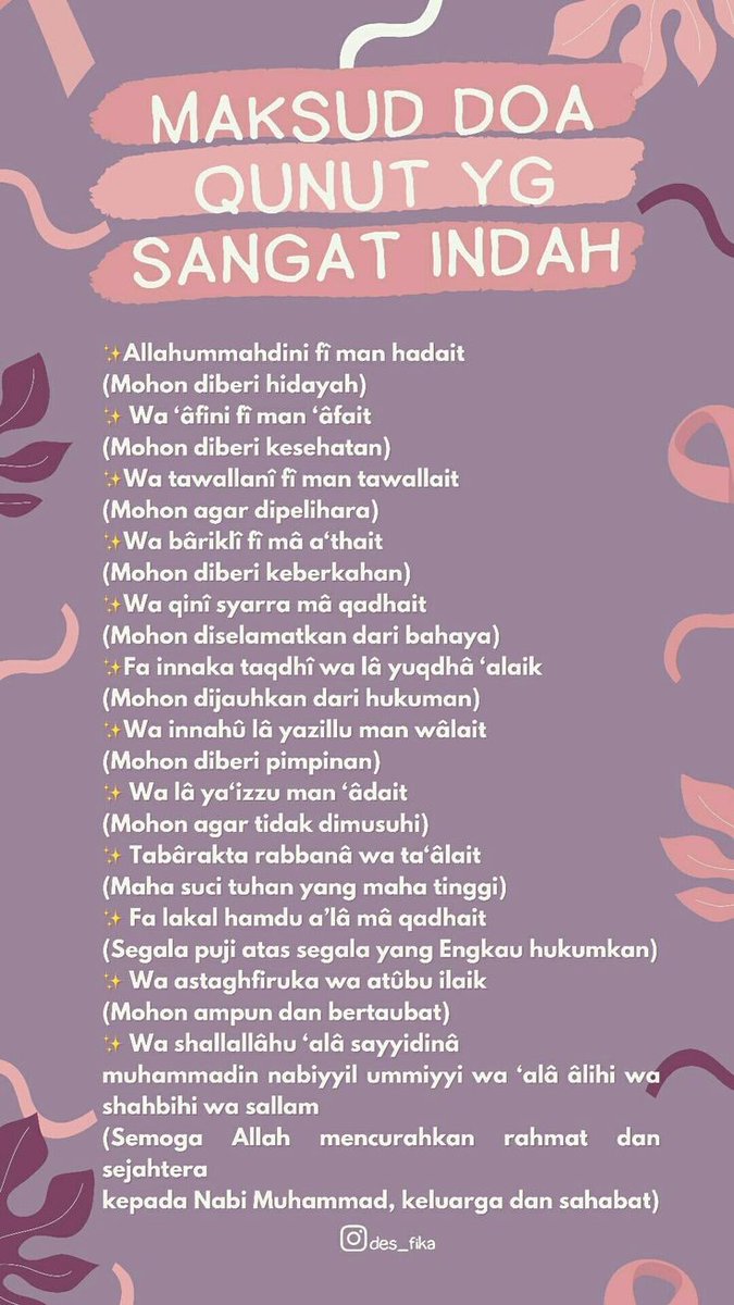 DiaraFathiya's tweet photo. Maksud doa qunut yang indah✨ https://t.co/kb1fjFqGJc