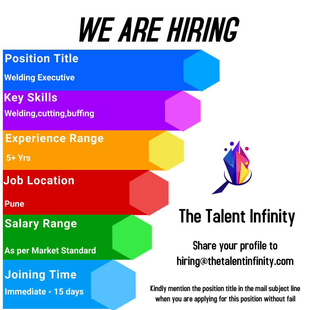 TalentInfinity2's tweet image. #Welding #cutting #buffing #jobs #wearehiring #TalentInfinity #hiringtalent #hiringteam #recuitment #recuitmentalert #openings #jobopportunities #jobopenings #jobsalert #Talentacquisition #hiring #jobsearch #careeropportunities #jobvacancy #careeradvice #employment #jobhunt