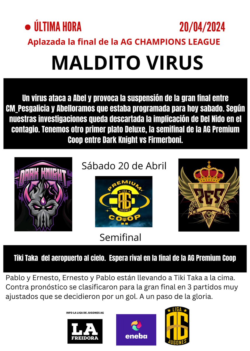 La temporada 5 llega a la recta final y nos esperan curvas. #eFootball2024 
Máxima tensión @LigaefootballAG 

<a href="/cm_pesgalicia/">CM_PESGALICIA</a> <a href="/lobatoabel/">Abel Lobato Ramos</a> <a href="/maestricode/">雯雯❤天津-(外卖|兼职|核酸)西青,津南区,津南,北辰区,北辰</a> <a href="/rodrigoarana100/">Rodrigo</a> <a href="/jitotorrejon/">Juanjo</a> <a href="/MAQUIAVELICOSIX/">Maquiavelicosixsix</a> <a href="/ChriistianSen90/">KaZaaMaa</a> <a href="/FIRMERPIE/">FIRMERPIE</a>