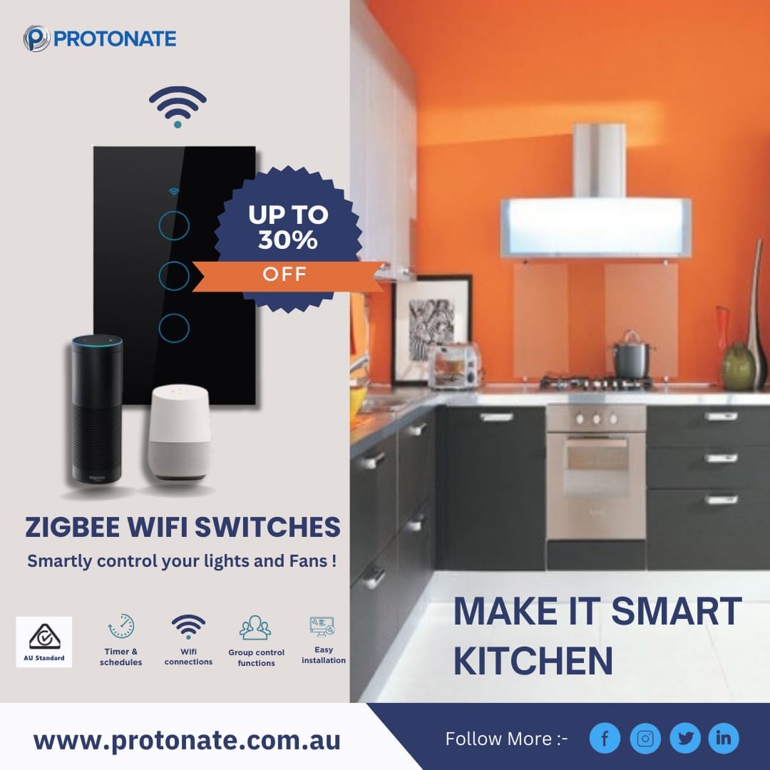 Make your kitchen smarter with #Protonate #zigbee #WiFi #switches!

Effortlessly control your #lights and #Fans from anywhere using your smartphone.

Explore Products: protonate.com.au

#protonate #HomeMateSmartSwitch #SmartExtensi