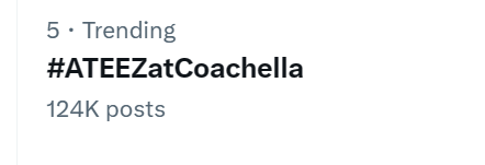 🇰🇷 한국 실시간 트렌드 #CHELLATEEZ #ATEEZatCoachella '에이티즈 코첼라' 해시태그 1위, 5위로 모두 트렌드 중❤️‍🔥 코첼라 무대 트윗할 때 해시태그 함께 사용해 주세요! 'ATEEZ Coachella' and the hashtags are trending at #1 and #5 in Korea! #ATEEZ #Coachella @ATEEZofficial