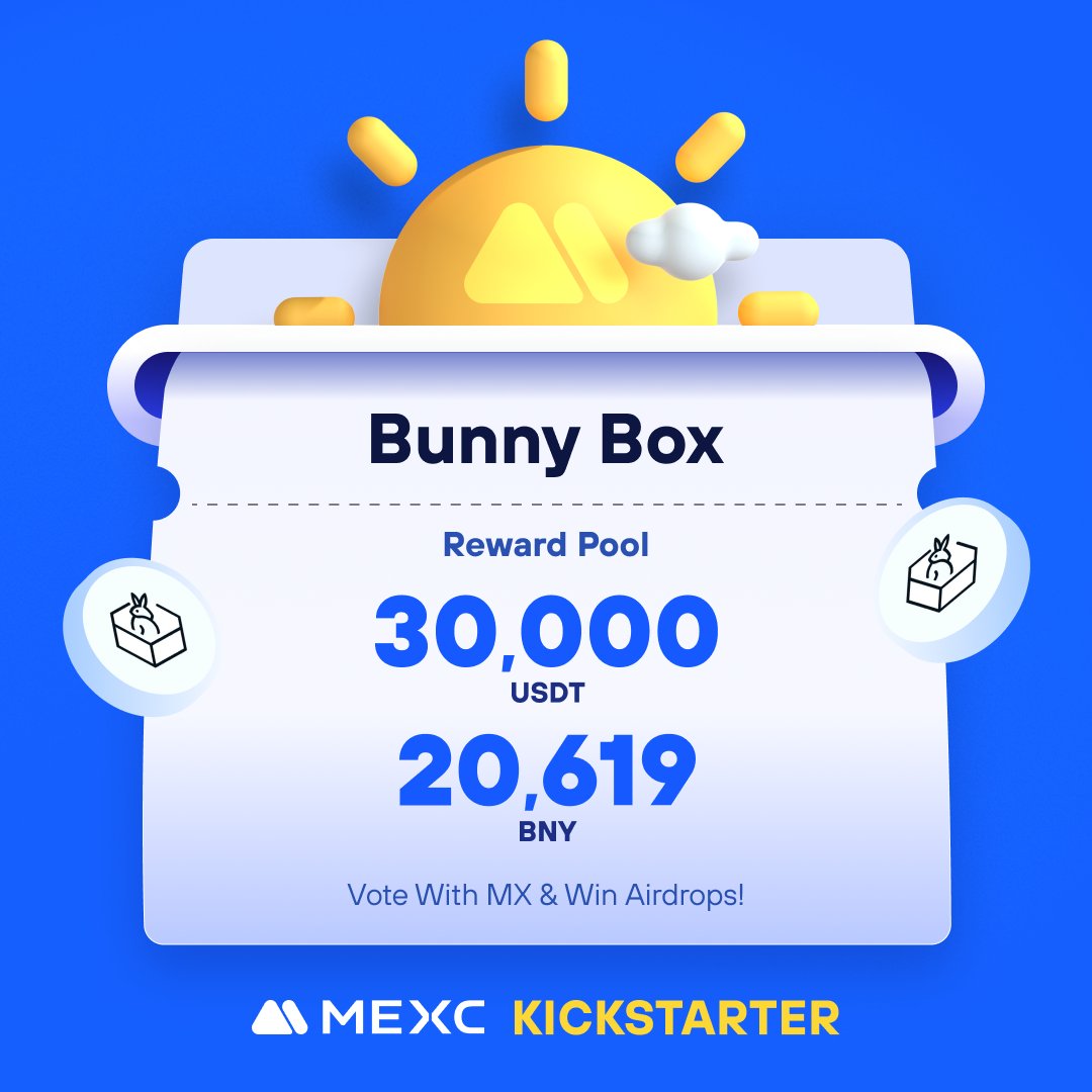 .@BunnyAtBox, a dynamic treasury management system designed for adaptability and growth, is coming to #MEXCKickstarter 🚀

🗳Vote with $MX to share massive airdrops
📈 $BNY/USDT Trading: 2024-04-21 11:00 (UTC)

Details: mexc.com/support/articl…