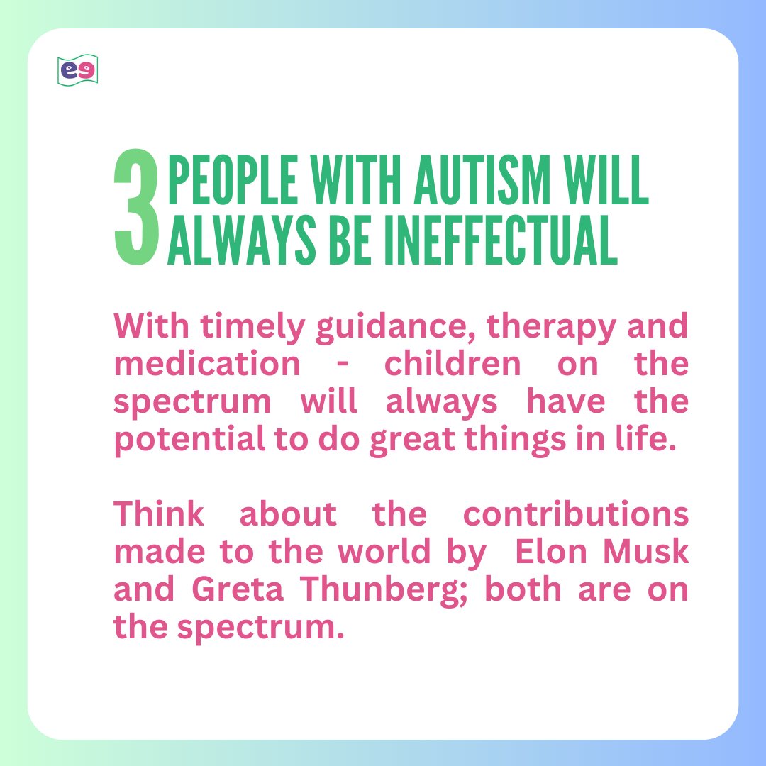 Unmasking the truth behind autism myths! 💡 Let's spread understanding, not misconceptions. ✨

#SpeechGears #AutismAwareness #BreakTheStigma #Neurodivergence #Therapy #AutismPride #ASD #AspergersSyndrome #AutismLove