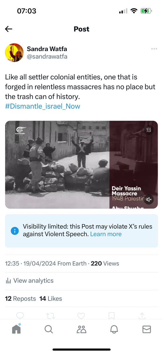 Mentiong the Nakba violates ⁦@X⁩’s ‘rules against violent speech’ ⁦@X⁩ is fast turning into Z
