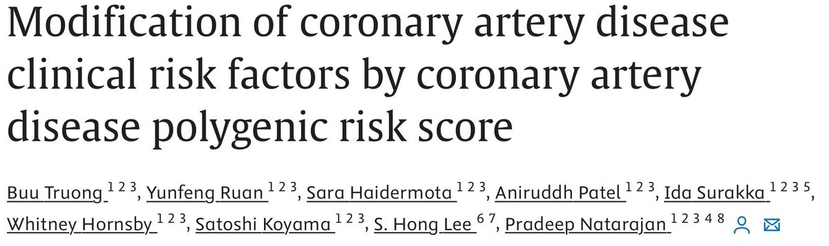 Polygenic Risk Scores & Coronary Artery Disease: •@buutrg et al. explore the impact of CAD polygenic risk scores (PRS) on clinical risk factors •High CAD PRS linked to 1.35-fold ⬆️ risk (per SD) of incident CAD •Findings suggest personalized prevention strategies are crucial
