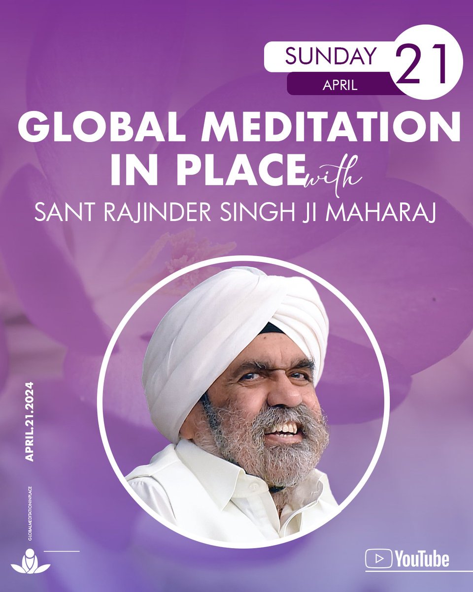 Simultaneous translation into Spanish, French, German, Greek, Hungarian, Italian, Russian, & Portuguese!
SUNDAY APRIL 21
sos.org/sant-rajinder-…
Find inner peace.
#SantRajinderSinghJiMaharaj #Meditation #Spirituality #SantRajinderSingh #Peace #ScienceOfSpirituality #SOSMeditation