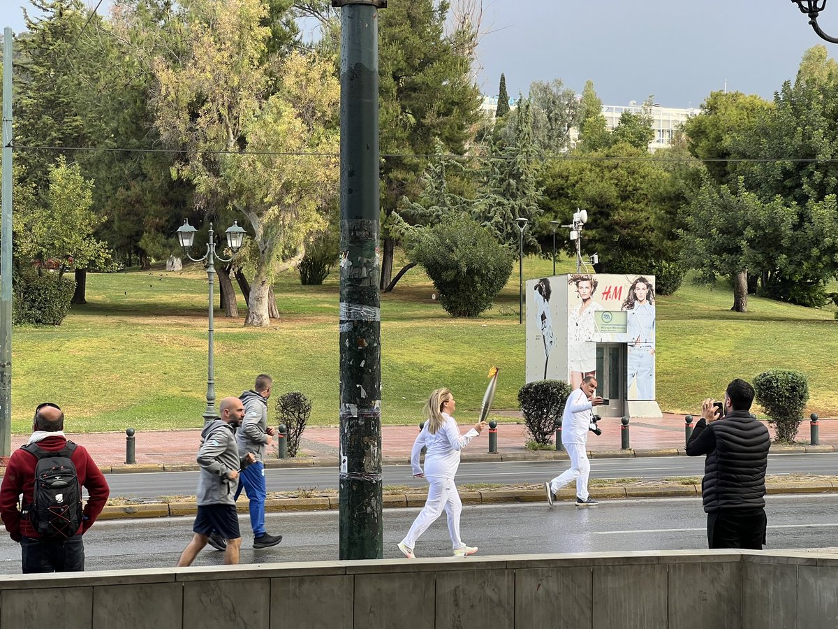 This is very cool. At #DevoxxGR and just saw the #olympics2024 flame run by!