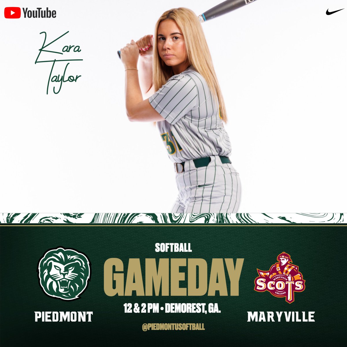 Senior Day for <a href="/PiedmontSB/">Piedmont Lions Softball</a>!

⏰12 &amp; 2 p.m.
📍The WAC
🆚Maryville
📊bit.ly/2SDUdEC
(G1)🎥bit.ly/3U4mMb7
(G2)🎥bit.ly/44eWdoo