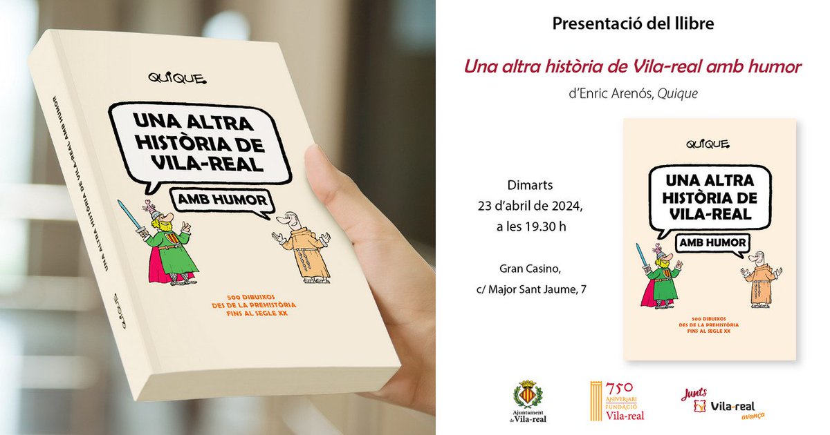 Dimarts 23 d'abril tenim una cita que no us podeu perdre.
L'acte comptarà amb la presencia d'Enric Arenós, Quique, i de Vicent Gil.