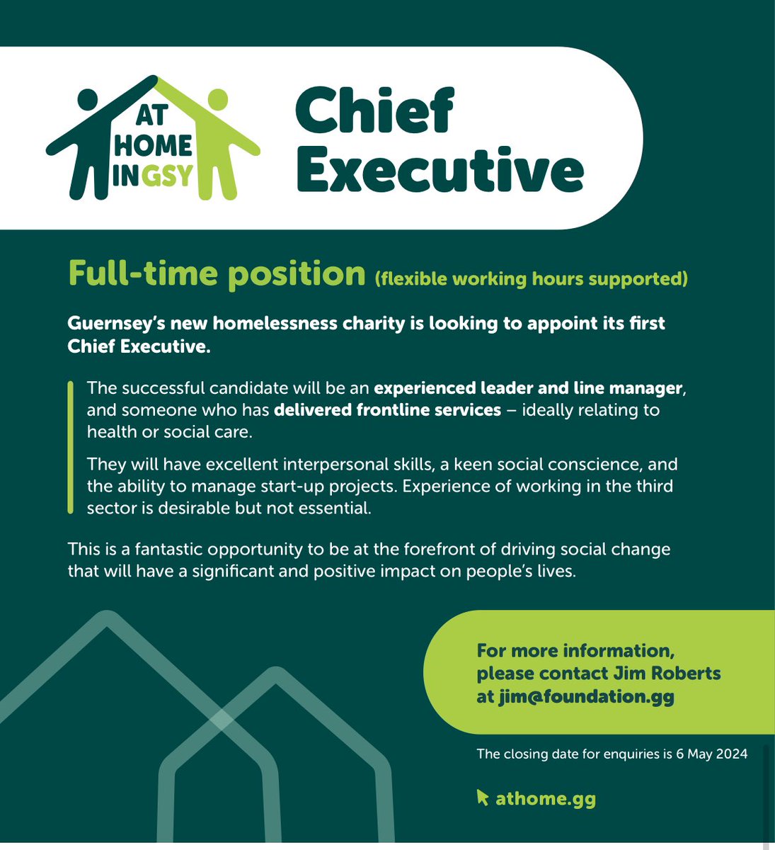 Jane St. Pier (@stpierjane) on Twitter photo 🚨FANTASTIC JOB OPPORTUNITY 🚨
• athome.gg needs its first CEO: a significant role, to shape the support for those at risk of homelessness in #Guernsey.
• Ad in today’s <a href="/GuernseyPress/">Guernsey Press</a>
• Many thanks <a href="/Specsavers/">Specsavers</a> <a href="/GuernseyCF/">The Guernsey Community Foundation</a> for tremendous support.
🚨PLS RT 🏡 🚨FANTASTIC JOB OPPORTUNITY 🚨
• athome.gg needs its first CEO: a significant role, to shape the support for those at risk of homelessness in #Guernsey.
• Ad in today’s <a href="/GuernseyPress/">Guernsey Press</a>
• Many thanks <a href="/Specsavers/">Specsavers</a> <a href="/GuernseyCF/">The Guernsey Community Foundation</a> for tremendous support.
🚨PLS RT 🏡