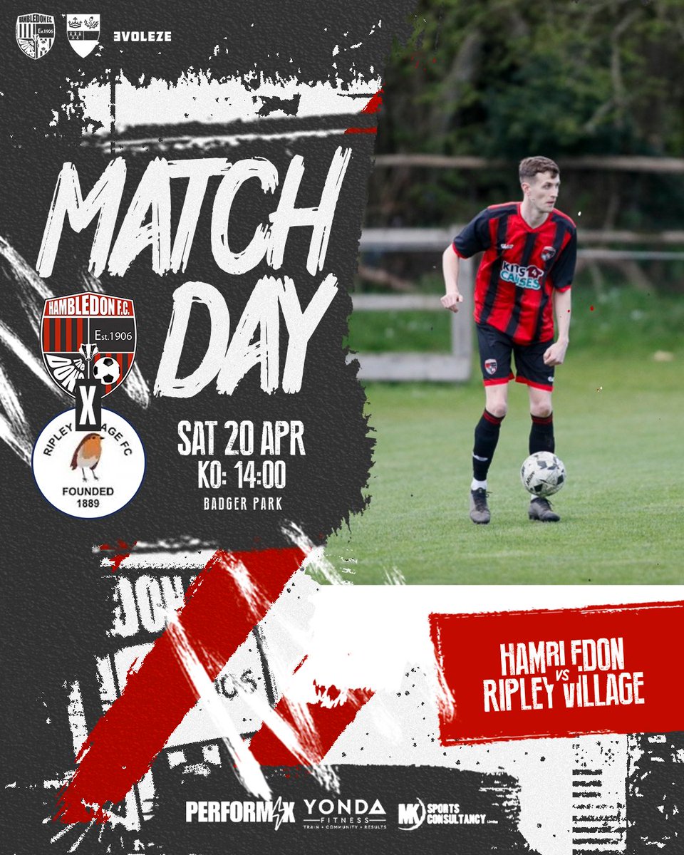 HambledonFC's tweet photo. π΄β«οΈ Matchday π΄β«οΈ
We welcome @RipleyVillageFC to Badger Park today for a 2pm KO. Looking to turn recent good performances into points.
Bar is open
#matchday #coyds #hambledonfc #evoleze #ev2 #scilw https://t.co/TjMpOCzZ83