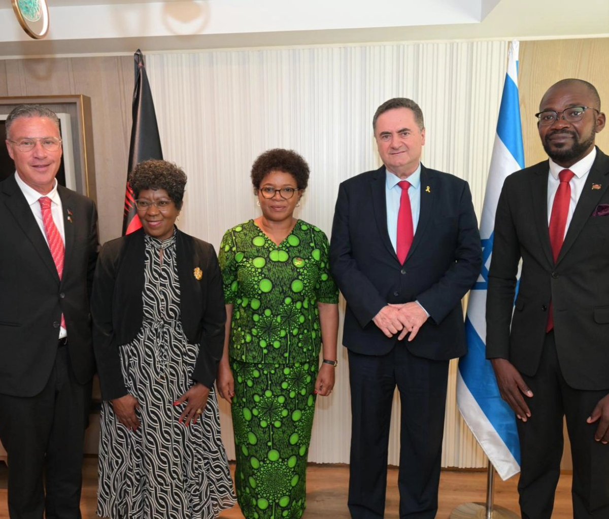 In Israel for official engagements including the opening of the Malawi Embassy in Tel Aviv, signing of MOU on labour export to Israrel, meetings with Foreign Minister, H.E. Israel Katz, Interior Minister, H.E. Moshe ArbelIn, Labour Minister, H.E. Yoaz Ben Tzur amongst others.