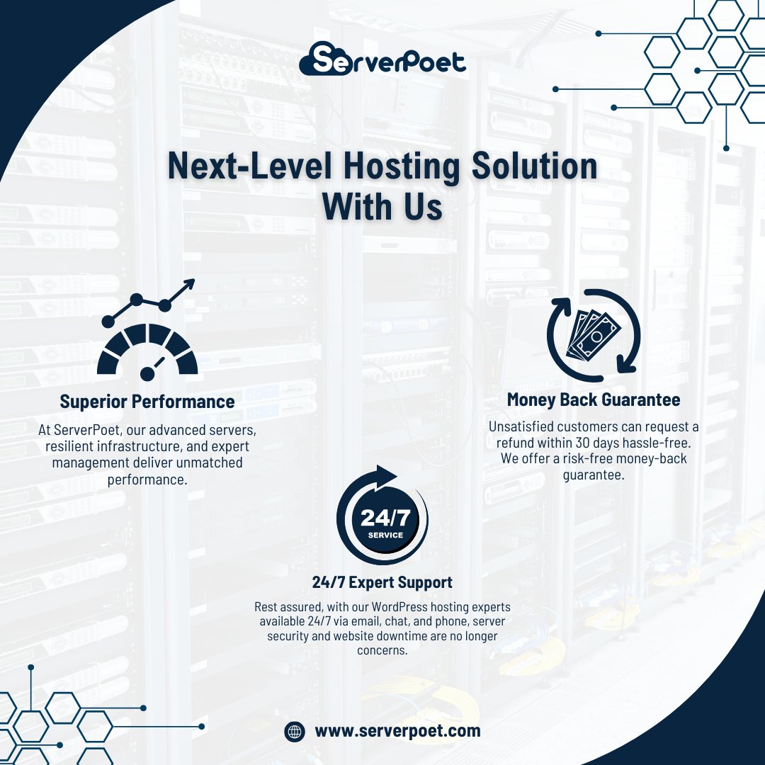 ServerPoet's tweet image. Experience the power of premium hosting with ServerPoet. Designed for superior speed and uptime. 🏁🔒

#servermanagement #hostingsolution #webhosting #website #hosting #pratapnagar #jaipur