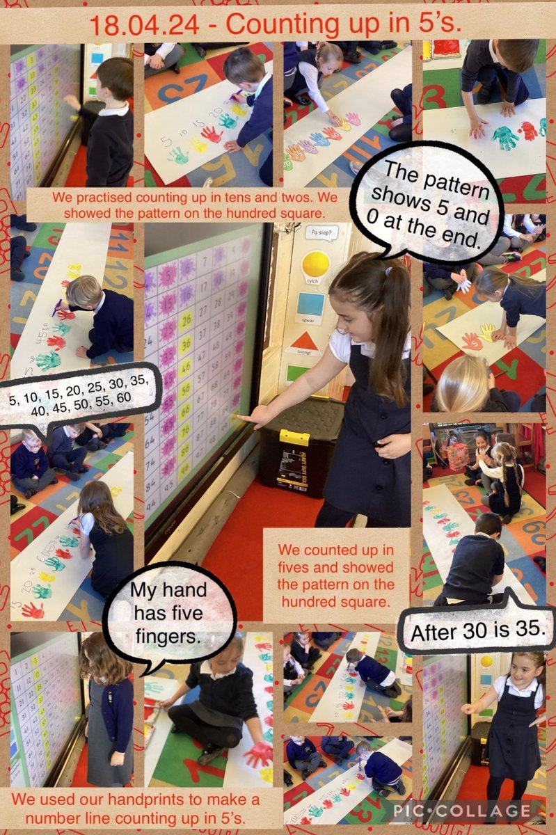 5, 10, 15, 20, 25... we have been looking at number patterns this week. We enjoyed using the paints to create a number line counting up in multiples of 5. #DosbarthDraig #AmbitiousCapableLearners