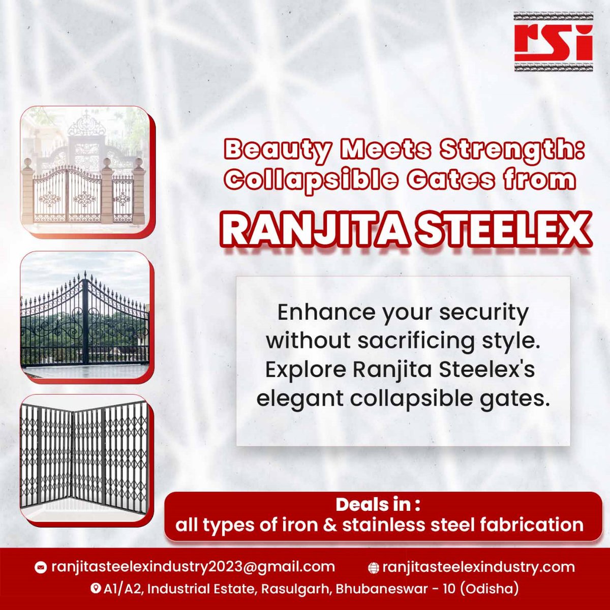 Get Your Peace of Mind with Our Strong Steel Gates, Safeguarding You From Uncertainty & Unwanted Visitors. 💪🏼🚪 Fusion Of Beauty & Strength.
#WorkSafe #CustomEquipment #RanjitaSteelex #CreativeMetalDesigns #IndustrialArtistry #CustomMetalFabrication #SteelCreations