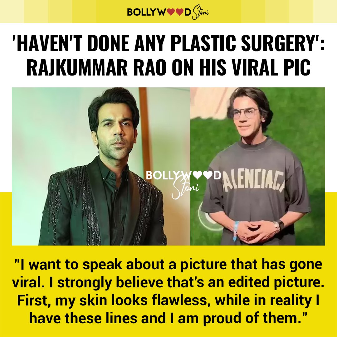Rajkummar Rao breaks silence on plastic surgery rumours, said 'I Haven't done any plastic surgery' Follow @bollywoodstori 😎 . . #bollywoodstori #rajkummarrao #plasticsurgery #bollywoodactor #bollywoodmovies #fillers #fillersinjection #bollywoodnews #bollywoodcelebrity