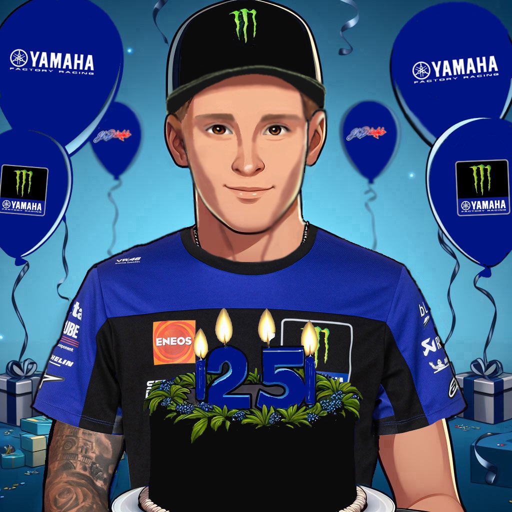 Happy 25th birthday, @FabioQ20! 🥳🎉 Yamaha Motor Racing, Yamaha Motor Company and the entire Monster Energy Yamaha MotoGP Team wish you the best day, and we can’t wait to congratulate you face-to-face when we see you again in Jerez! #HappyBirthday | #FabioQuartararo | #FQ20