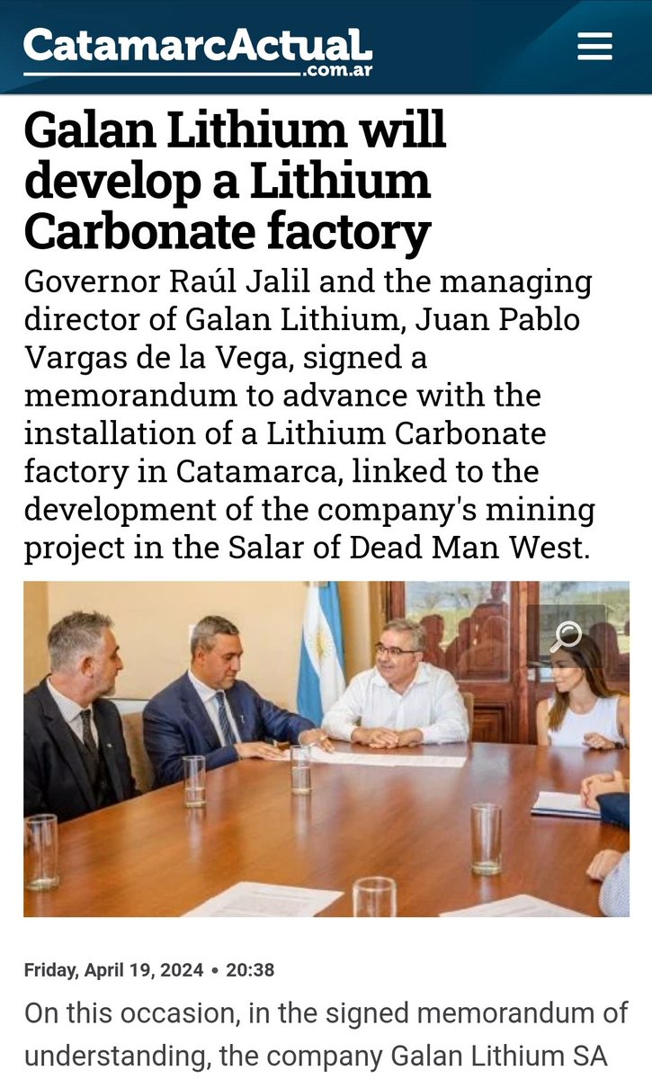 imba618's tweet photo. Pretty massive news for $GLN . My take on this is that the govt will allow GLN to export LiCl product outside of Argentina at 7% royalty. In return for a commitment to build carbonate plant later down the track. All will be revealed in the announcement...

https://t.co/5Mbjh3Sv8s https://t.co/KwK2YHmsbf
