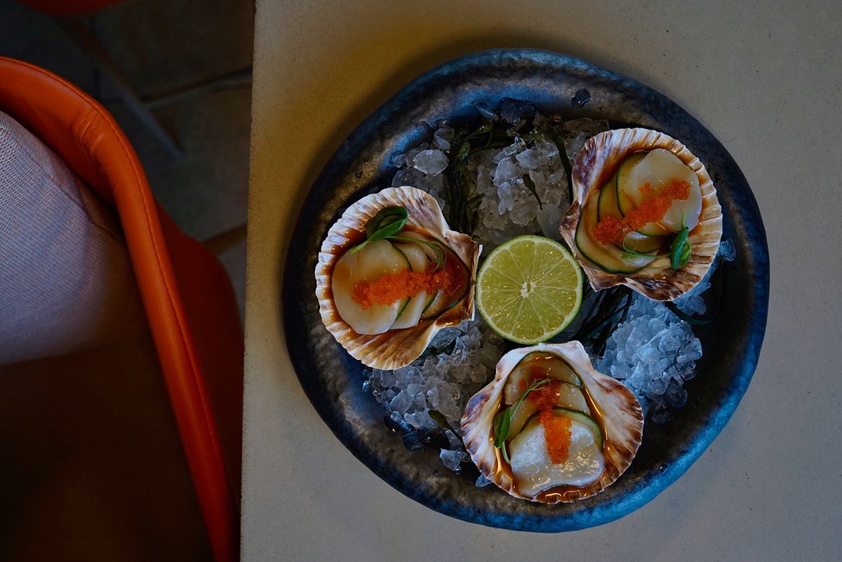 POV: You just pulled up a seat on Carversteak’s newly redesigned patio and ordered the Scallop Crudo from the spring menu with Habanero &amp; Carrot Aguachile, Cucumbe Tobiko and Basi Blossom. #SharpenYourAppetite
