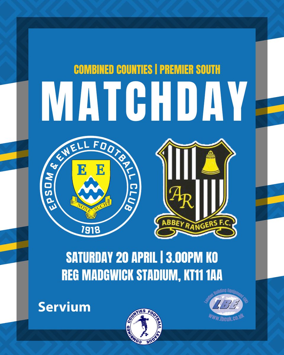 GAME DAY!: Our final home game at The Reg Madgwick Stadium, where we play @ARFC_Official 

🏆 CCL | Premier South 
🗓️ Saturday 20th April
⏱️ KO 3pm
🏟️ The Reg Madgwick Stadium 
📍KT11 1AA

🅿️ Limited. Overflow parking opposite the driveway

#WeAreEpsom | #Salts |#CCL
