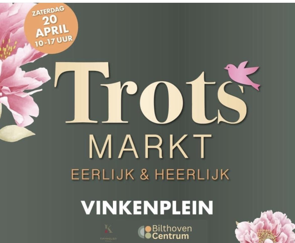 #Goedemorgen #zaterdag

Vandaag de allereerste #trotsmarkt in #Bilthoven! Met meer dan 45 kramen is er voor elk wat wils. Ook knutselworkshop voor kinderen

Ga langs op Vinkenplein: 10-17.00 u

#fijnweekend 

#debilt #westbroek #hollandscherading #maartensdijk #groenekan #markt